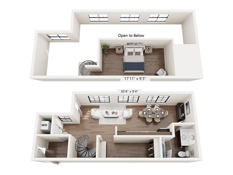 Floor plan for 1 bed, 1 bath, 702 sqft
